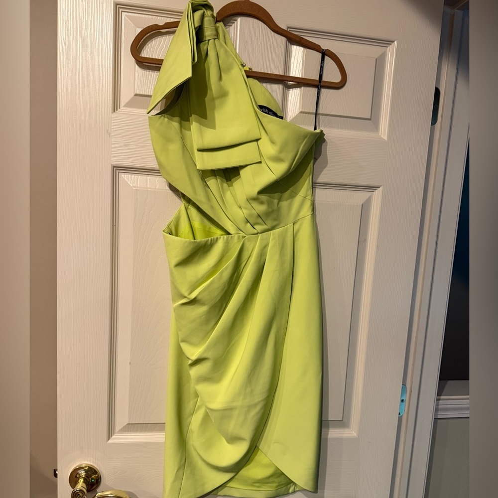 Lavish Alice Vibrant Lime One-Shoulder Dress